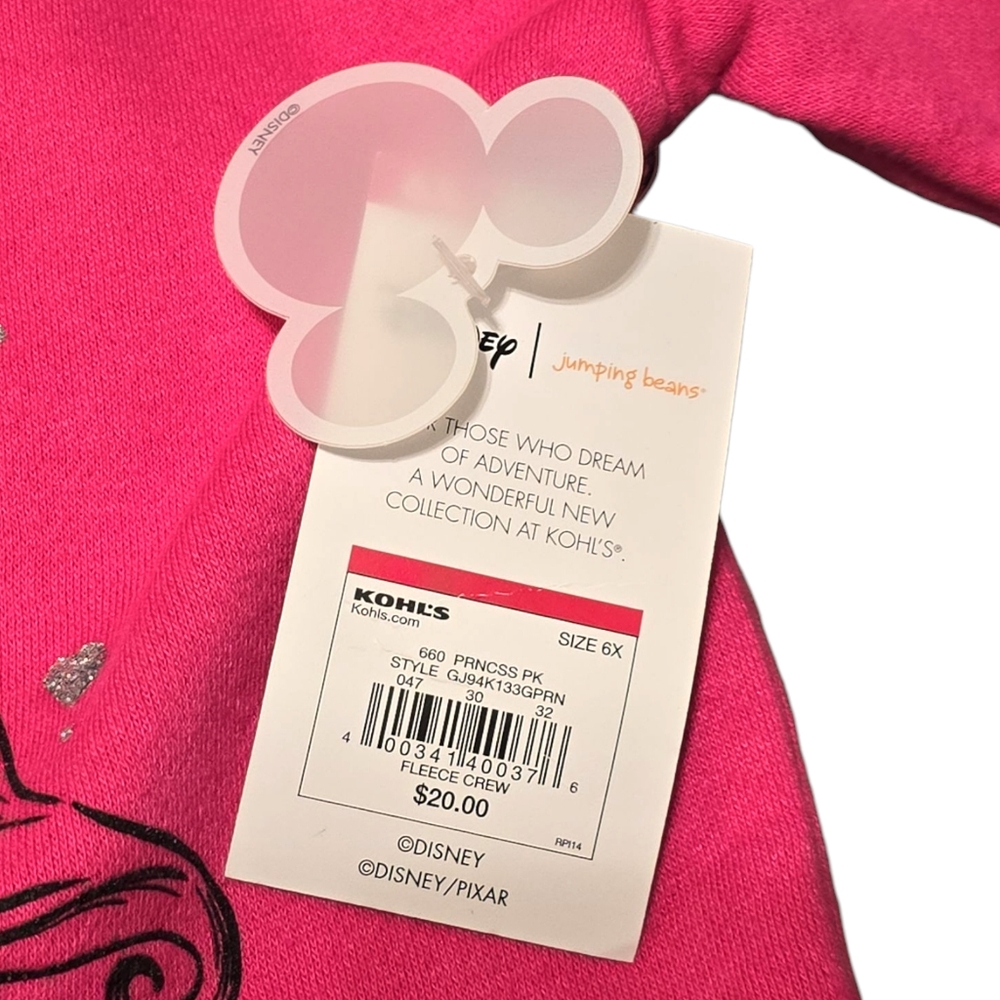 NWT Disney Jumping Beans Girls Fleece Crew Neck Sweater Pink 6X Princess Theme - Picture 3 of 6